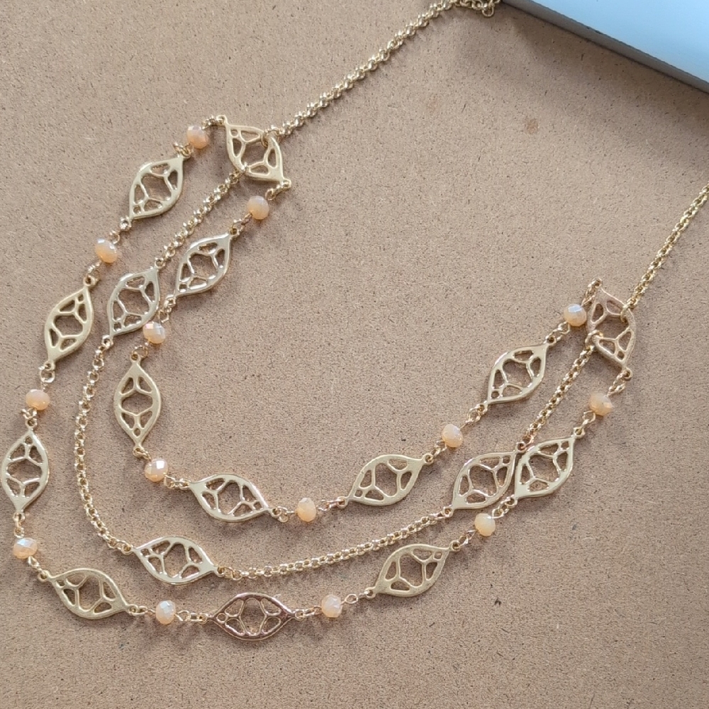 Apt. 9 Gold and Orange Necklace with Intricate Design